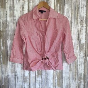 Lafayette 148 Striped Button Blouse